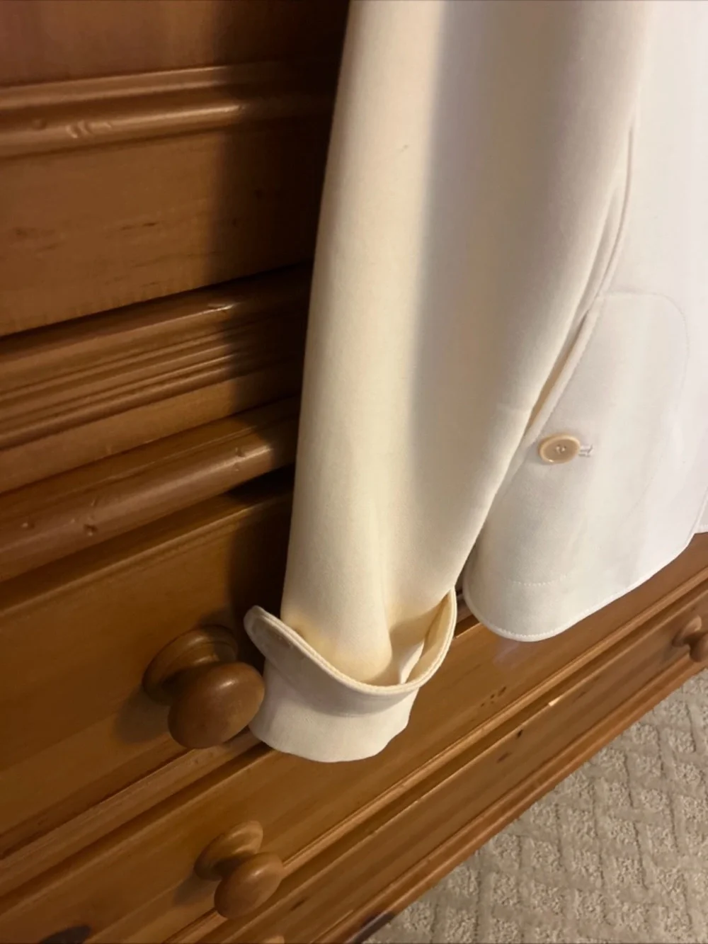 Talbots Cream Wool Blend Military Style Jacket  Epaulettes Structured Size 8